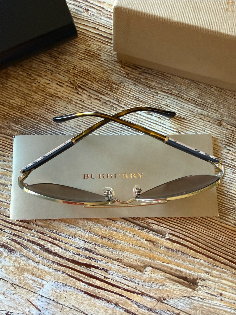 Burberry Steel tone Aviator Sunglasses with Brown Lenses - Picture 9 of 11